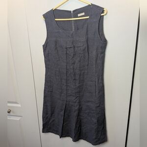 RIANI 100% Linen Mini Women Dress Sleeveless Size 8 With Pockets Navy Blue
